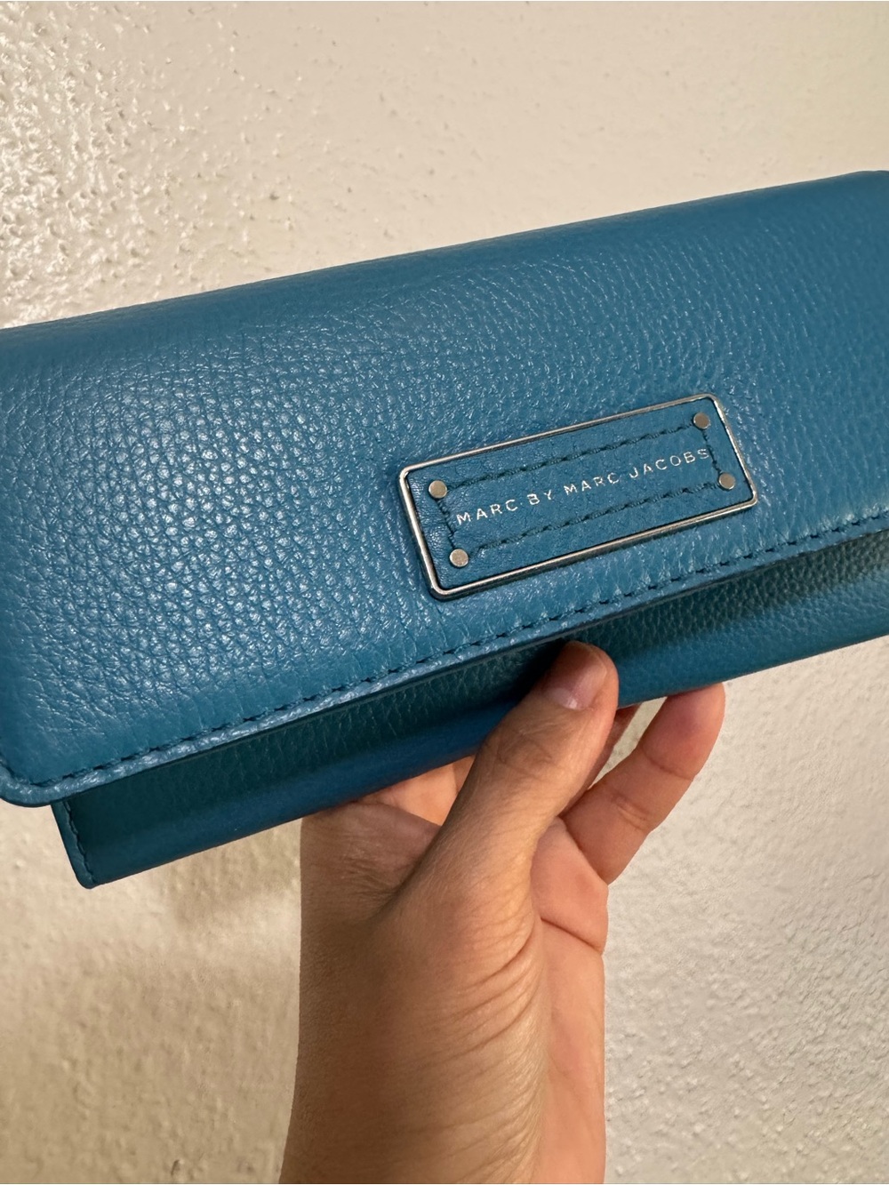 Marc by Marc Jacobs Teal Blue Pebbled Leather Wallet